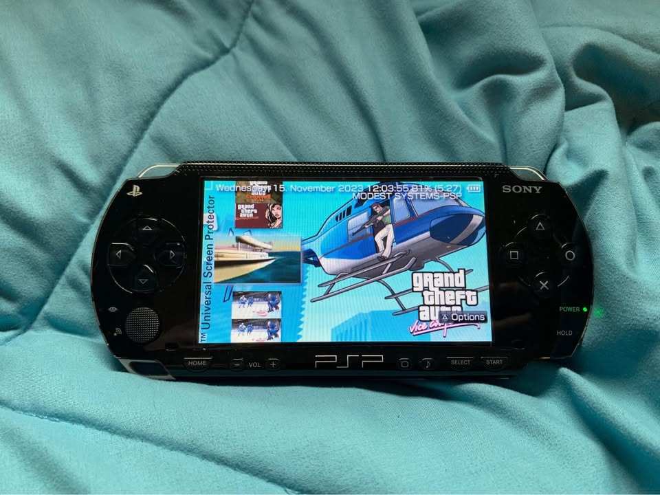 Modded PSP with 128GB microSD 100+ preloaded PSP games and charge transfer cable refurbished and cleaned unit